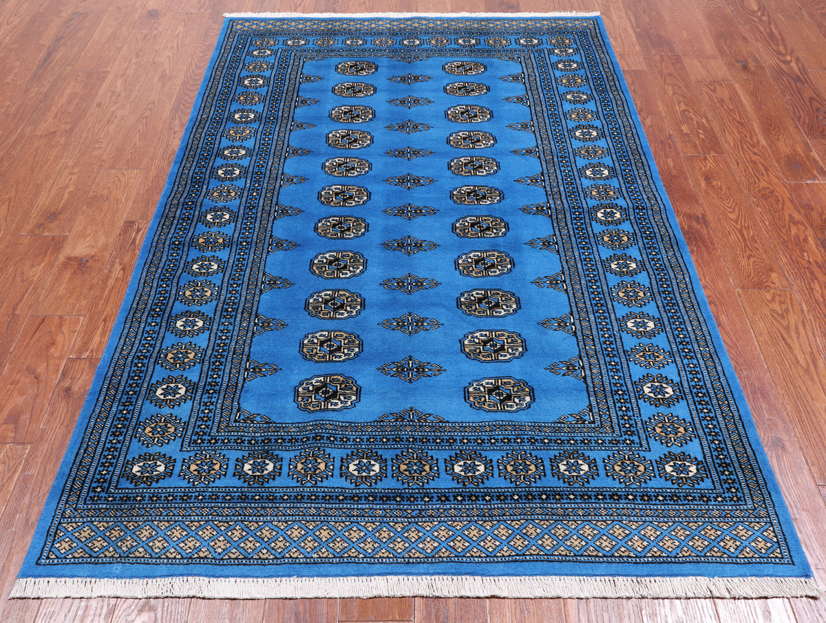 Blue Bokhara Hand-Knotted Wool Rug - 4' 6" X 6' 11"