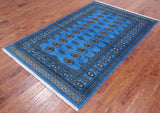 Blue Bokhara Hand-Knotted Wool Rug - 4' 6" X 6' 11"