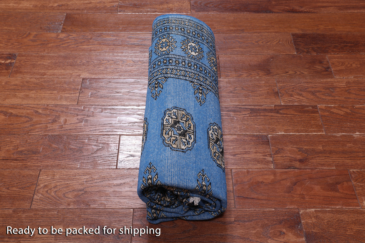 Blue Bokhara Hand-Knotted Wool Rug - 4' 6" X 6' 11"