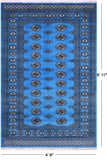 Blue Bokhara Hand-Knotted Wool Rug - 4' 6" X 6' 11"