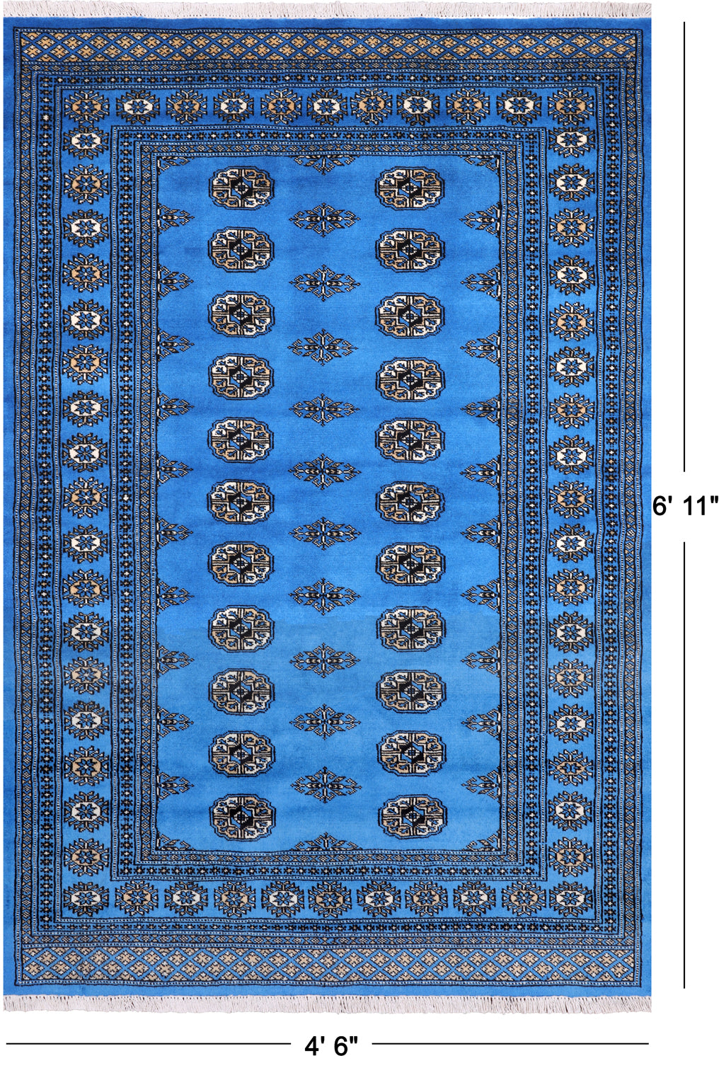 Blue Bokhara Hand-Knotted Wool Rug - 4' 6" X 6' 11"