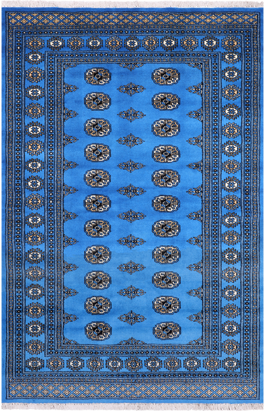 Blue Bokhara Hand-Knotted Wool Rug - 4' 6" X 6' 11"