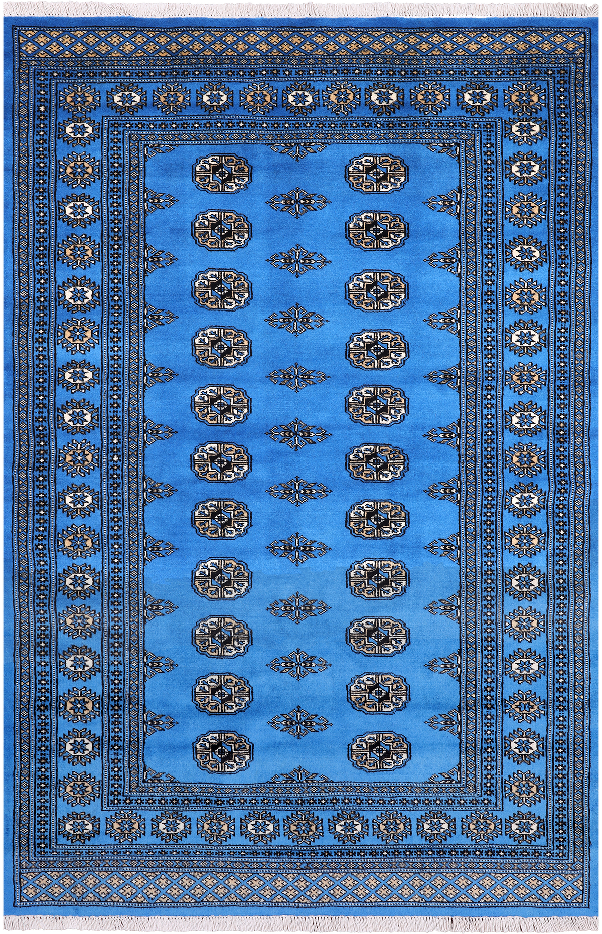 Blue Bokhara Hand-Knotted Wool Rug - 4' 6" X 6' 11"