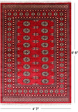 Red Bokhara Hand Knotted Wool Rug - 4' 7" X 6' 6"