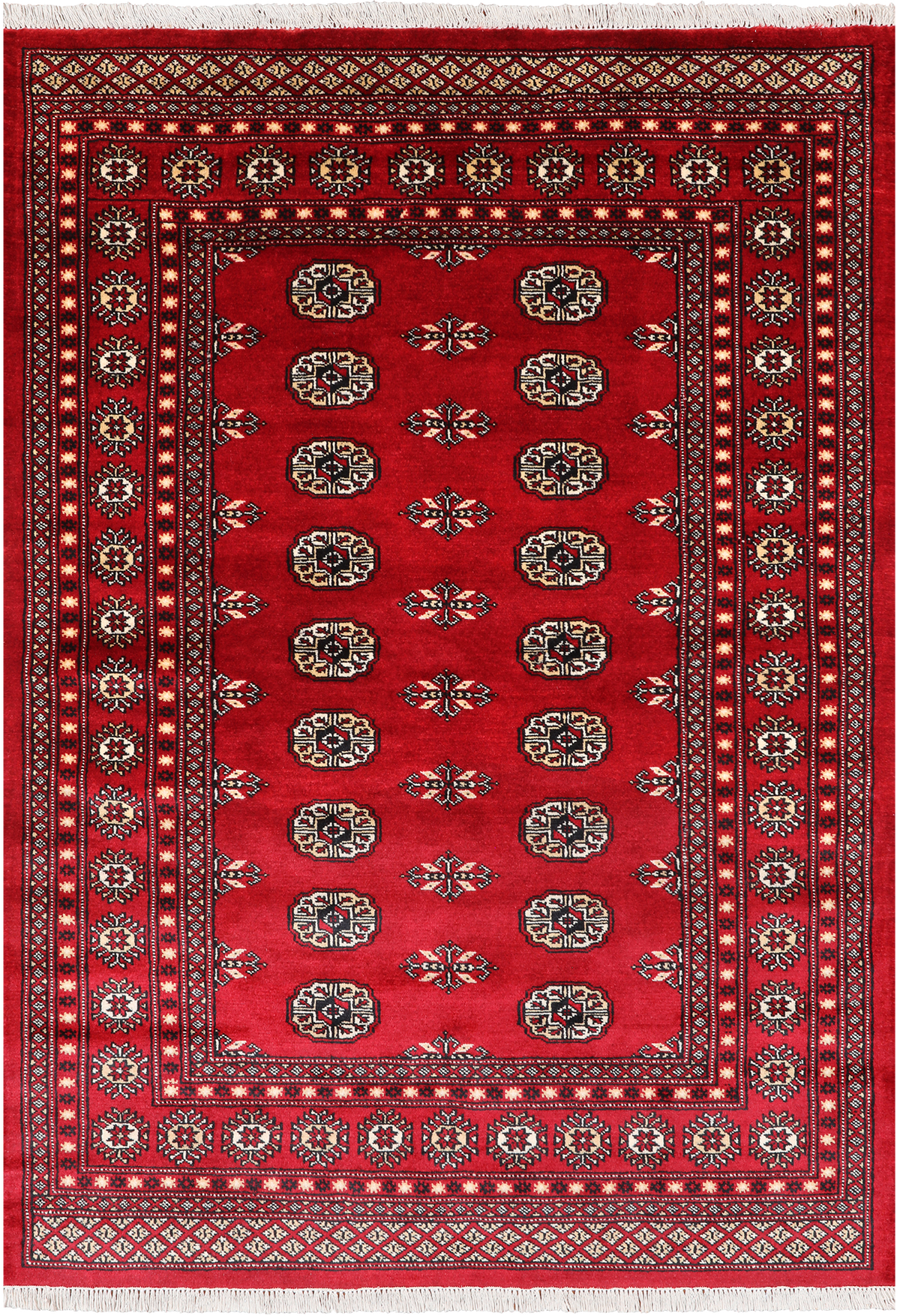 Red Bokhara Hand Knotted Wool Rug - 4' 7" X 6' 6"