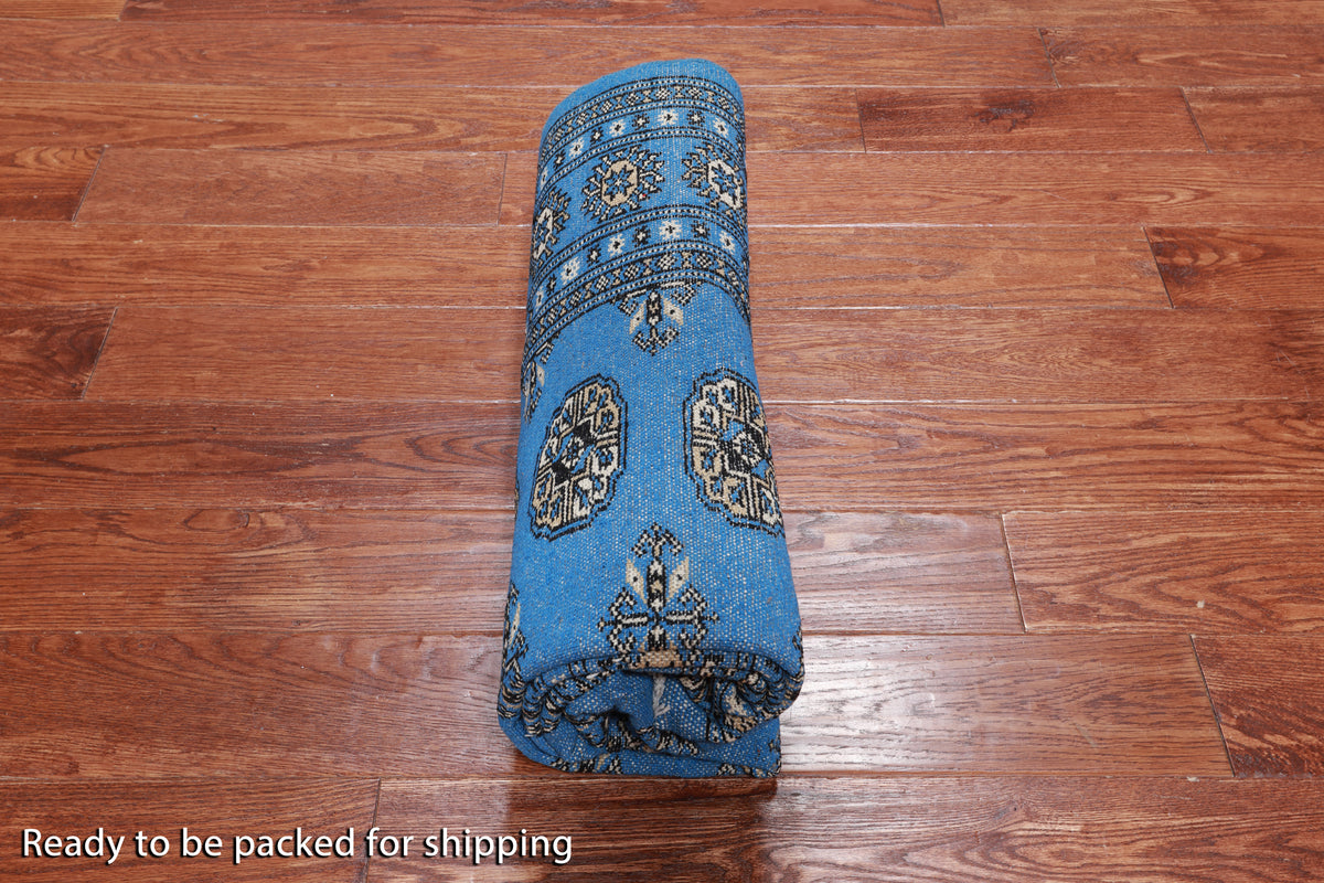 Blue Bokhara Hand-Knotted Wool Rug - 4' 7" X 6' 4"