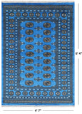 Blue Bokhara Hand-Knotted Wool Rug - 4' 7" X 6' 4"