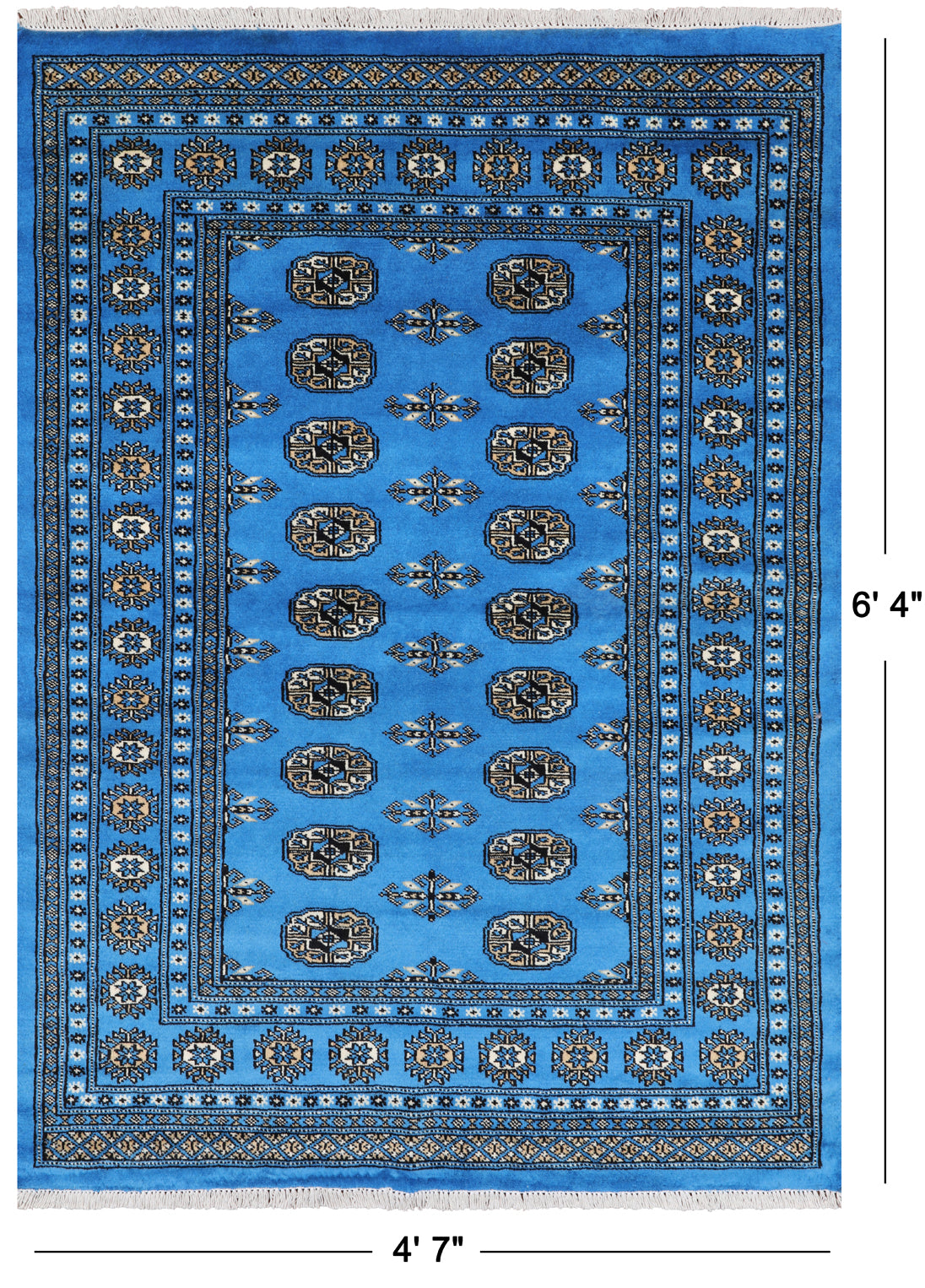 Blue Bokhara Hand-Knotted Wool Rug - 4' 7" X 6' 4"