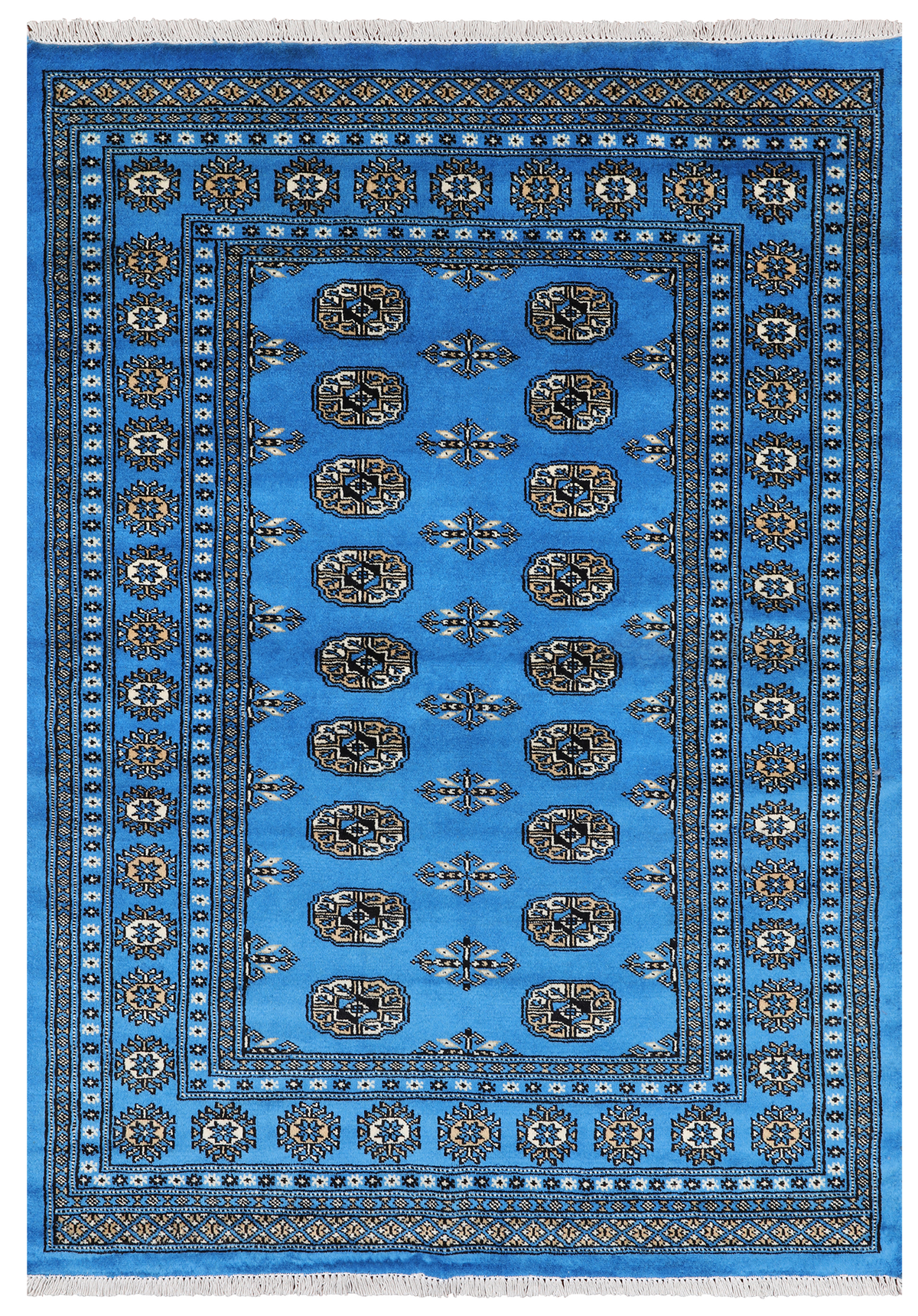 Blue Bokhara Hand-Knotted Wool Rug - 4' 7" X 6' 4"