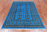 Blue Bokhara Hand-Knotted Wool Rug - 4' 7" X 6' 4"