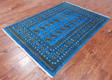 Blue Bokhara Hand-Knotted Wool Rug - 4' 7" X 6' 4"