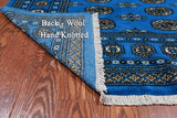 Blue Bokhara Hand-Knotted Wool Rug - 4' 7" X 6' 4"