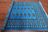Blue Bokhara Hand-Knotted Wool Rug - 4' 7" X 6' 4"