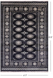 Black Bokhara Hand-Knotted Wool Rug - 4' 7" X 6' 8"
