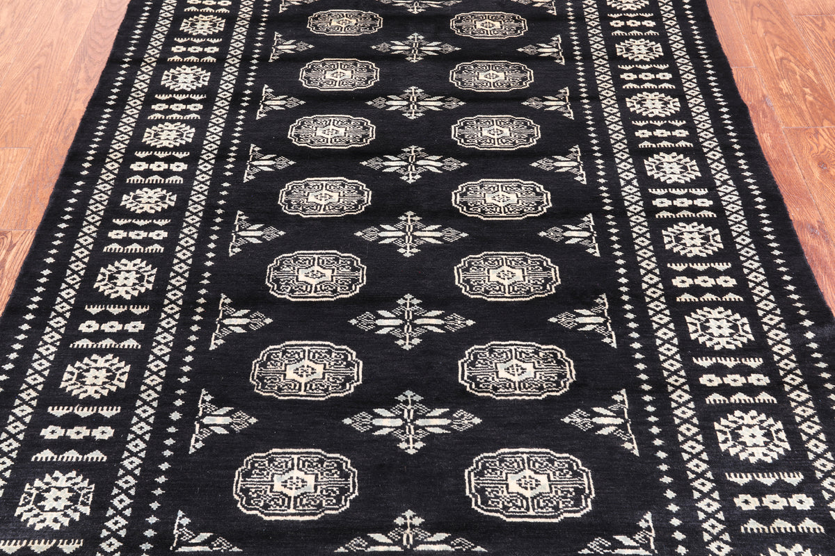 Black Bokhara Hand-Knotted Wool Rug - 4' 7" X 6' 8"