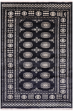 Black Bokhara Hand-Knotted Wool Rug - 4' 7" X 6' 8"