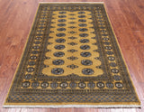 Gold Bokhara Hand Knotted Wool Rug - 4' 7" X 7' 1"