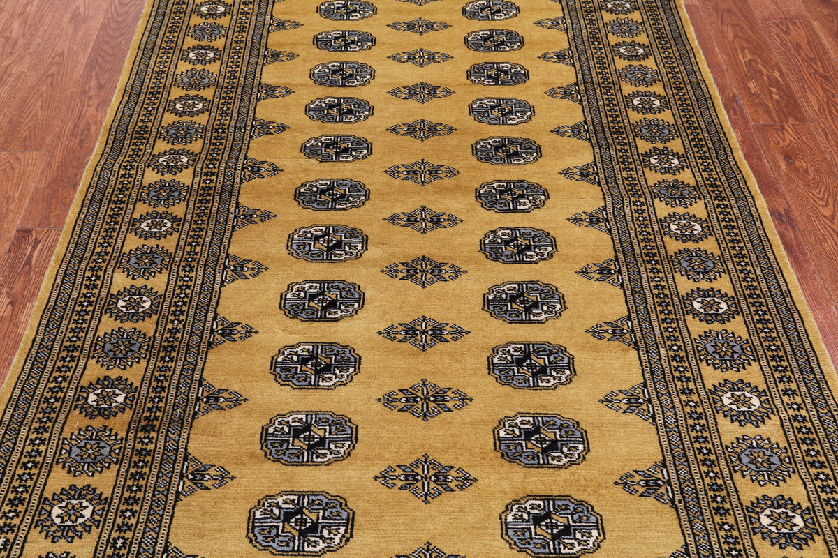 Gold Bokhara Hand Knotted Wool Rug - 4' 7" X 7' 1"