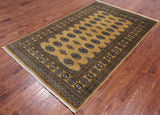 Gold Bokhara Hand Knotted Wool Rug - 4' 7" X 7' 1"