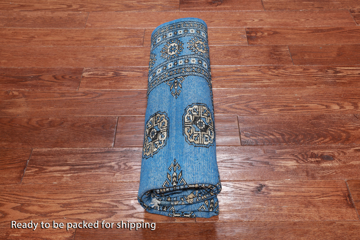 Blue Bokhara Handmade Wool Rug - 4' 6" X 7' 0"