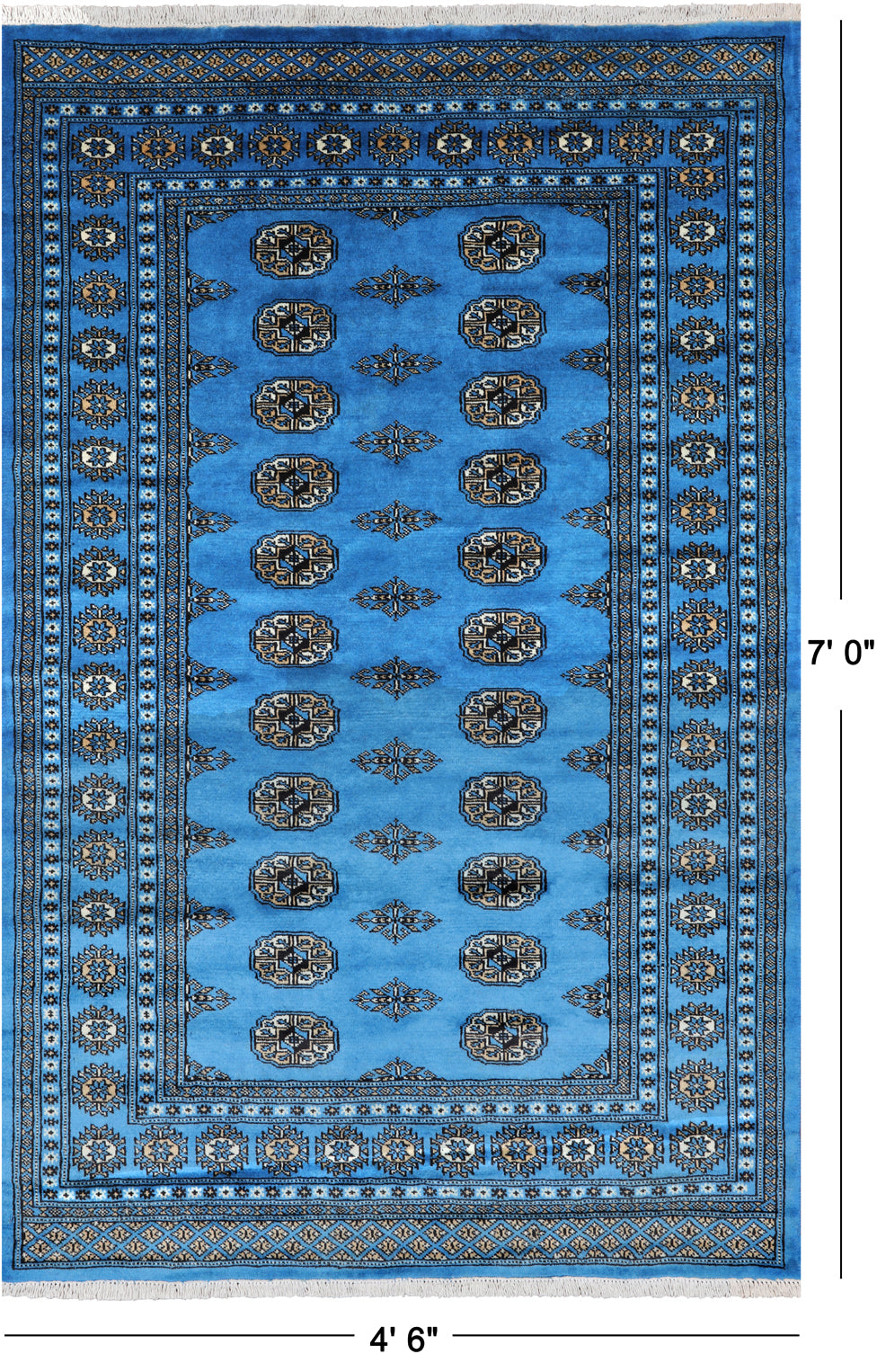 Blue Bokhara Handmade Wool Rug - 4' 6" X 7' 0"