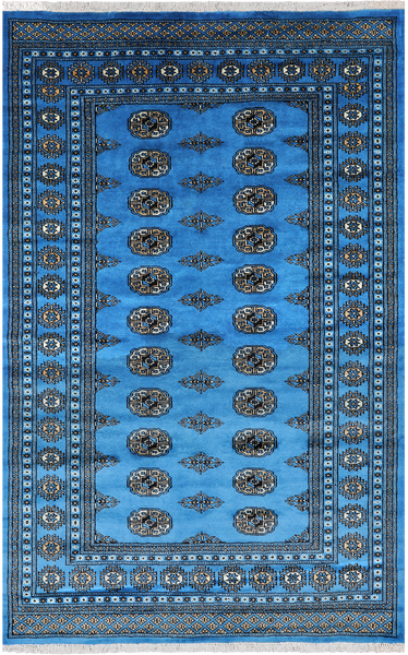 Blue Bokhara Handmade Wool Rug - 4' 6" X 7' 0"