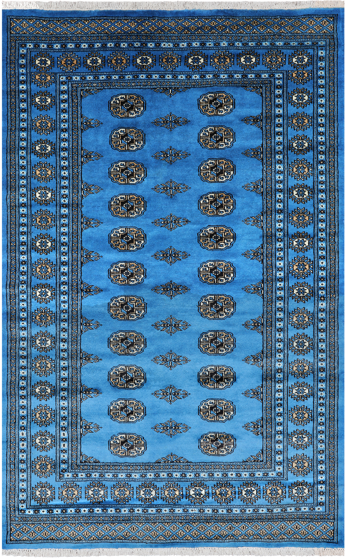 Blue Bokhara Handmade Wool Rug - 4' 6" X 7' 0"
