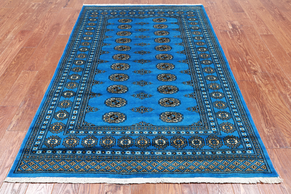 Blue Bokhara Handmade Wool Rug - 4' 6" X 7' 0"