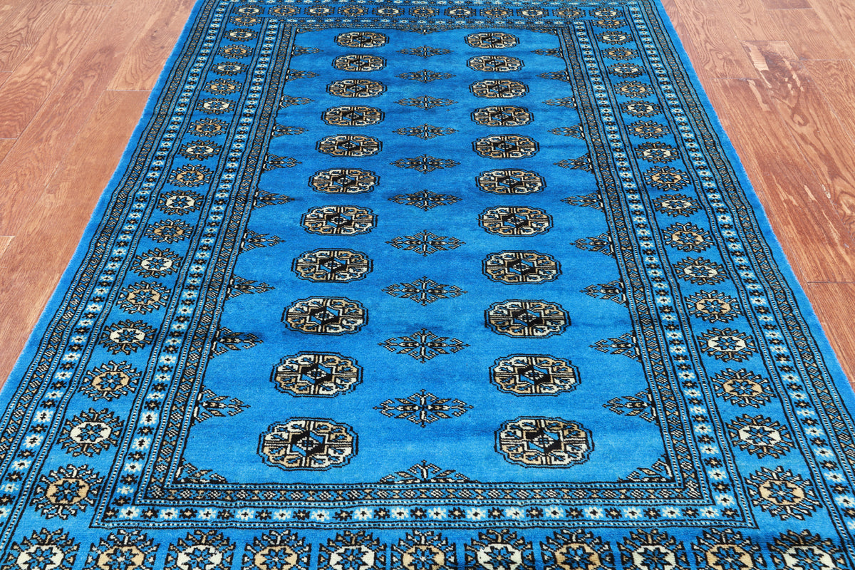 Blue Bokhara Handmade Wool Rug - 4' 6" X 7' 0"