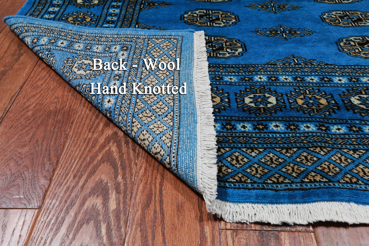 Blue Bokhara Handmade Wool Rug - 4' 6" X 7' 0"