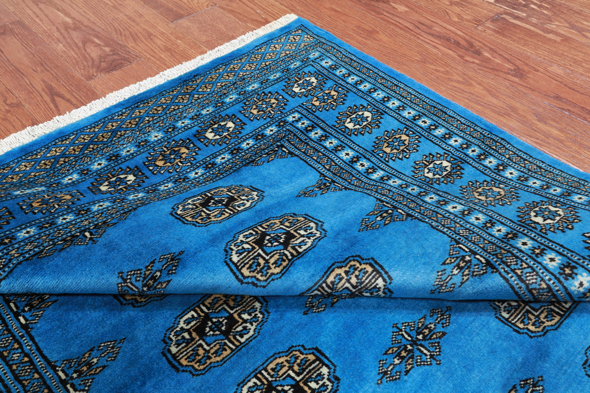 Blue Bokhara Handmade Wool Rug - 4' 6" X 7' 0"