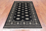 Black Bokhara Handmade Wool Rug - 4' 7" X 6' 11"