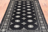 Black Bokhara Handmade Wool Rug - 4' 7" X 6' 11"
