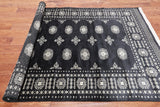 Black Bokhara Handmade Wool Rug - 4' 7" X 6' 11"