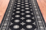 Black Bokhara Handmade Wool Rug - 4' 7" X 7' 7"