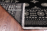 Black Bokhara Handmade Wool Rug - 4' 7" X 7' 7"
