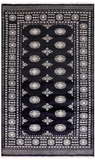 Black Bokhara Handmade Wool Rug - 4' 7" X 7' 7"