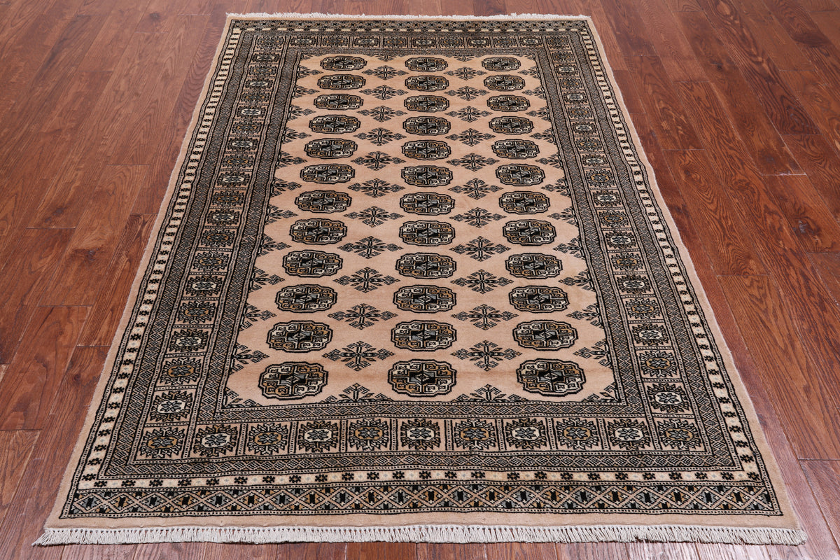 Ivory Bokhara Hand-Knotted Wool Rug - 4' 7" X 6' 10"