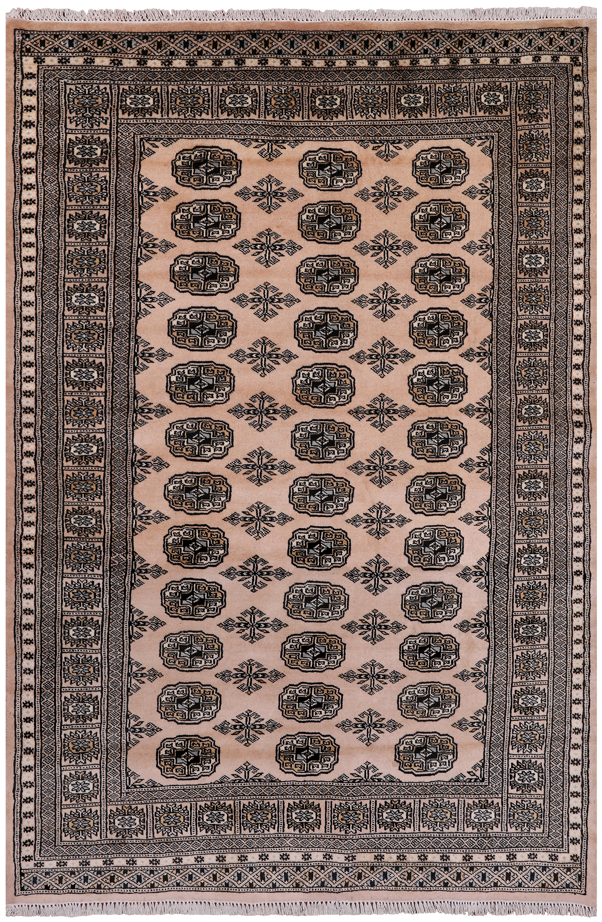 Ivory Bokhara Hand-Knotted Wool Rug - 4' 7" X 6' 10"