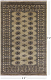 Green Bokhara Handmade Wool Rug - 4' 8" X 7' 2"