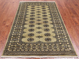 Green Bokhara Handmade Wool Rug - 4' 8" X 7' 2"