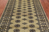 Green Bokhara Handmade Wool Rug - 4' 8" X 7' 2"