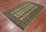 Green Bokhara Handmade Wool Rug - 4' 8" X 7' 2"