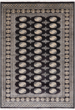Black Bokhara Hand Knotted Wool Rug - 4' 8" X 6' 11"