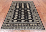 Black Bokhara Hand Knotted Wool Rug - 4' 8" X 6' 11"