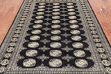 Black Bokhara Hand Knotted Wool Rug - 4' 8" X 6' 11"