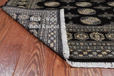 Black Bokhara Hand Knotted Wool Rug - 4' 8" X 6' 11"