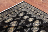 Black Bokhara Hand Knotted Wool Rug - 4' 8" X 6' 11"