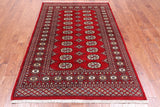 Red Bokhara Handmade Wool Rug - 4' 6" X 6' 10"