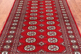 Red Bokhara Handmade Wool Rug - 4' 6" X 6' 10"